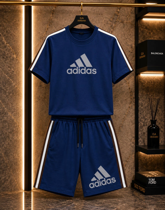 Compleu Bărbați Adidas Albastru – Tricou + Pantaloni Scurți