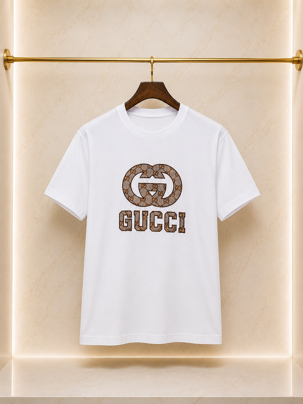 Gucci – Tricou bărbătesc alb cu logo brodat