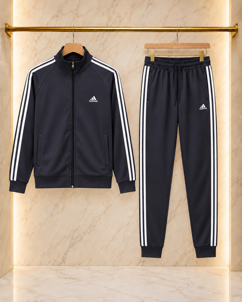 A-Adidas Trening Bărbați – Logo Cusut, Negru cu Tentă Albastră
