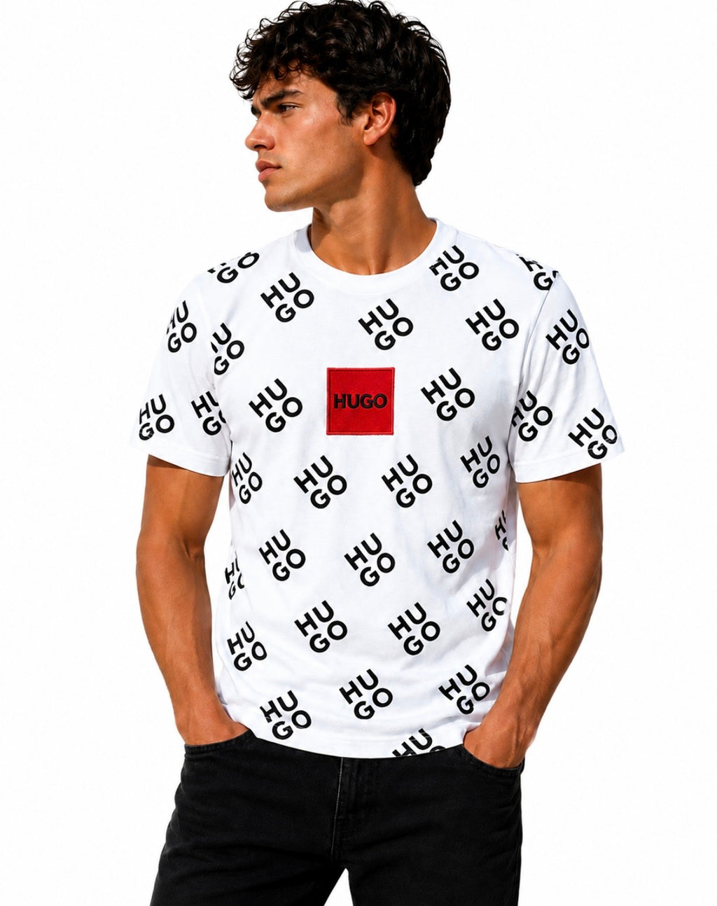 HUGO Tricou bărbătesc alb