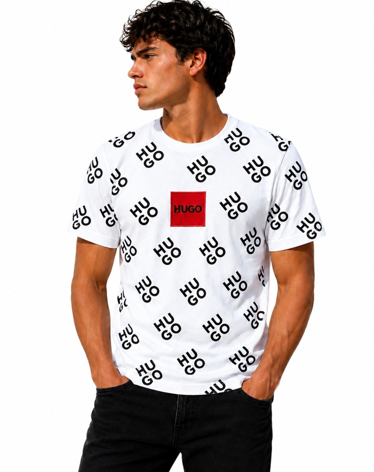 HUGO Tricou bărbătesc alb