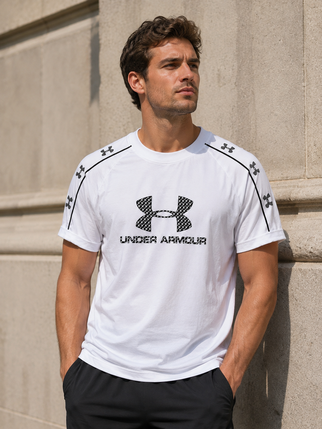 Under Armour – Tricou alb din bumbac premium