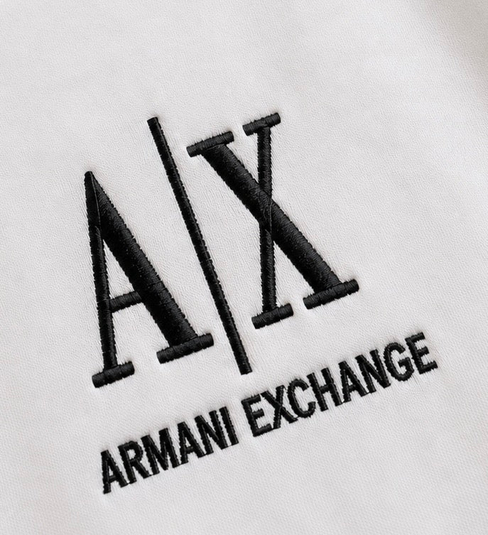 05-Armani Exchange Tricou alb cu logo brodat Bumbac Premium