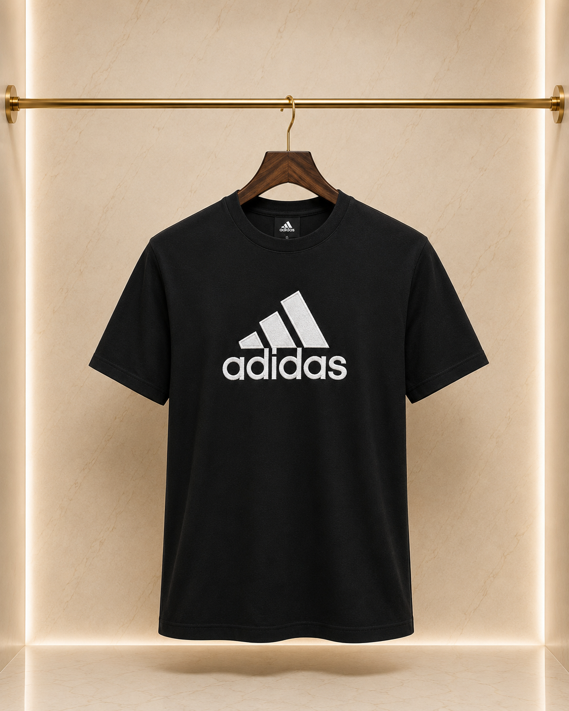Adidas – Tricou bărbătesc negru cu logo brodat