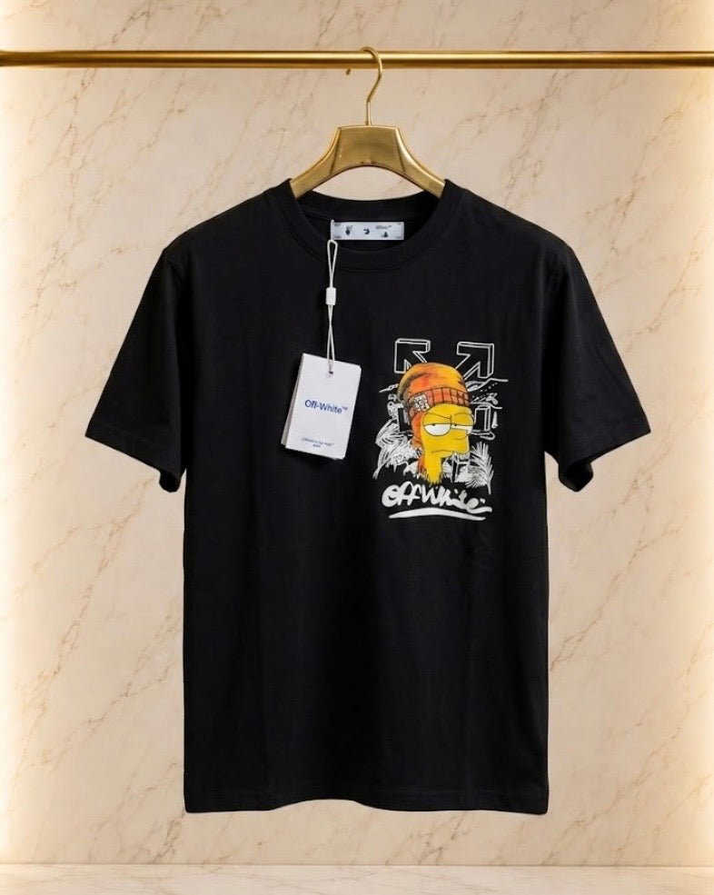 Off-White Tricou Negru din Bumbac 100% Premium – Imprimeu Față-Spate