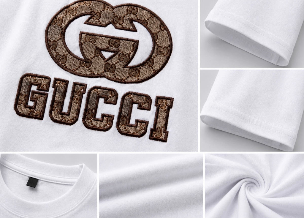 Gucci – Tricou bărbătesc alb cu logo brodat