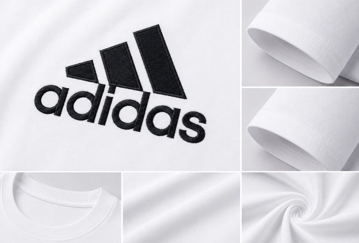 Adidas – Tricou bărbătesc alb cu logo brodat