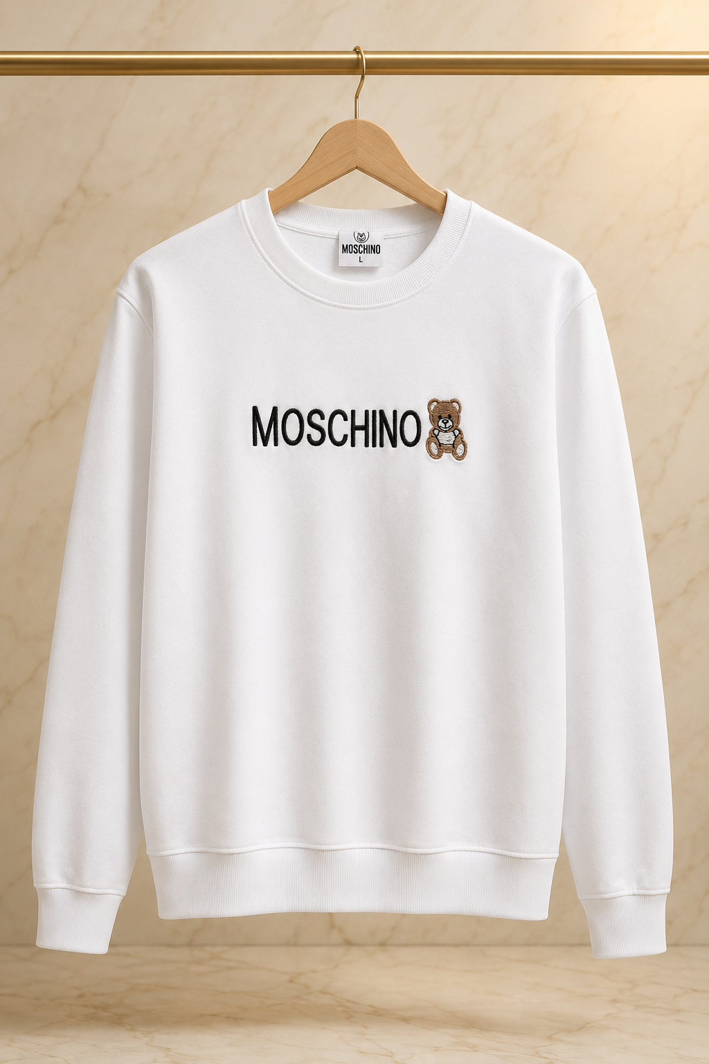 Moschino – Bluză albă pentru bărbați cu logo brodat