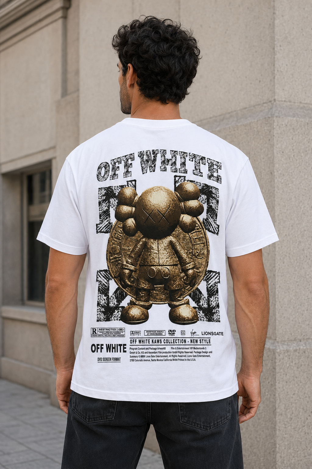 Off-White – Tricou Premium Alb cu Imprimeu KAWS