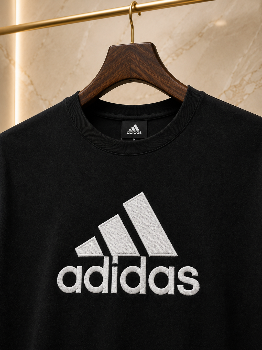 Adidas – Tricou bărbătesc negru cu logo brodat