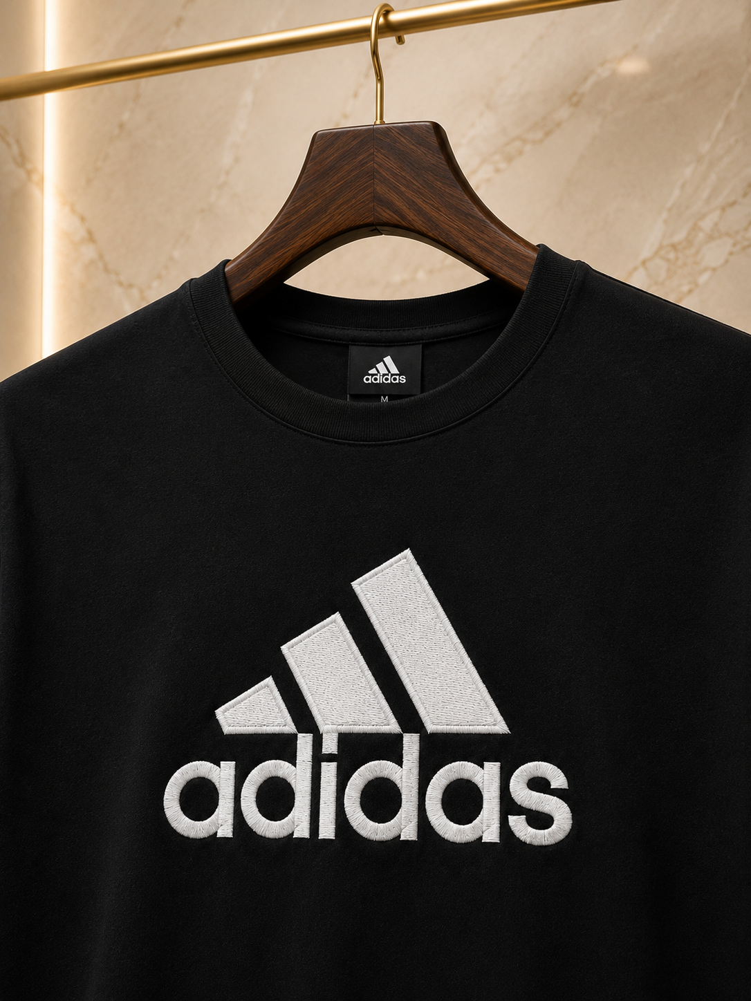 Adidas – Tricou bărbătesc negru cu logo brodat