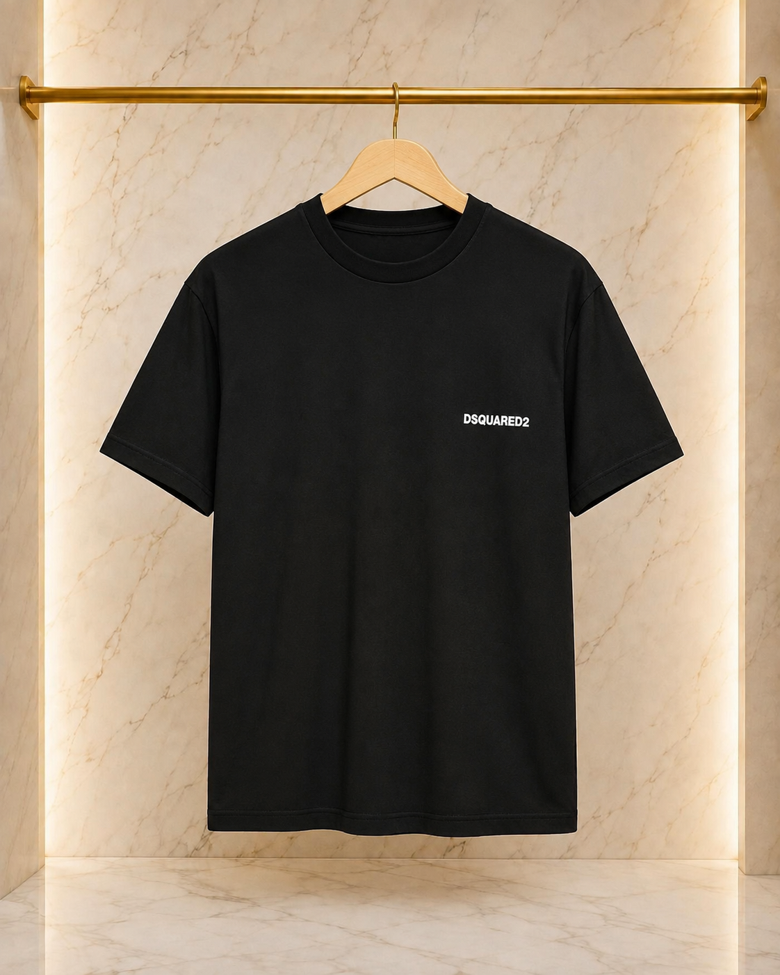 A-DSQUARED2 Tricou Negru Bărbați cu Logo Aplicat Gri-Argintiu