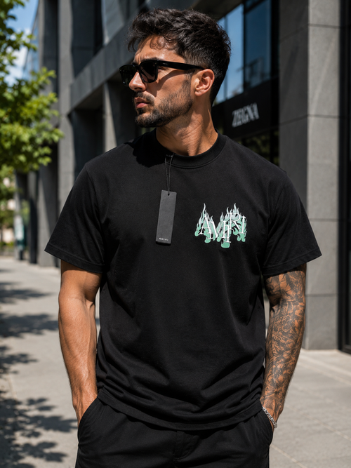 A-AMIRI – Tricou bărbătesc negru din bumbac premium