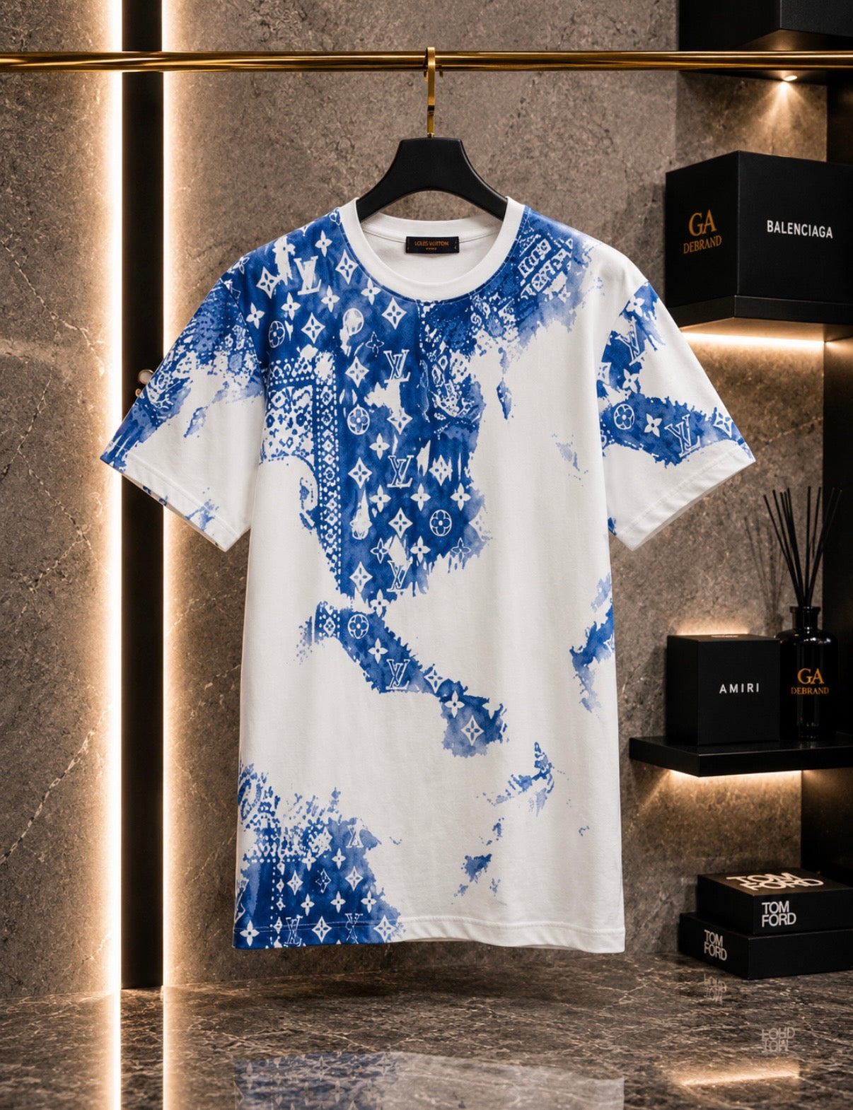 LV Inspired T-Shirt White/Blue