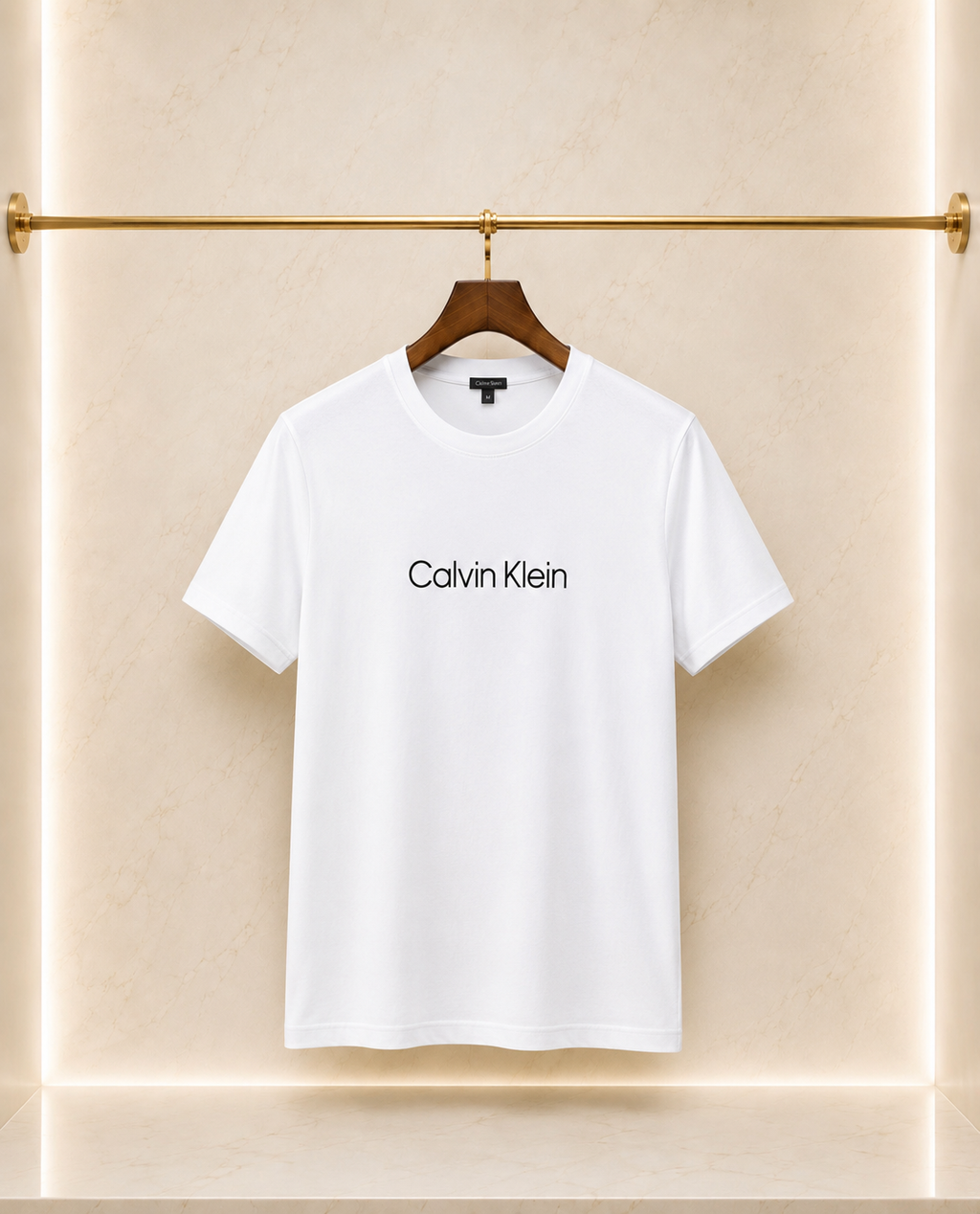 Calvin Klein Tricou Alb – Logo Cauciucat , Bumbac