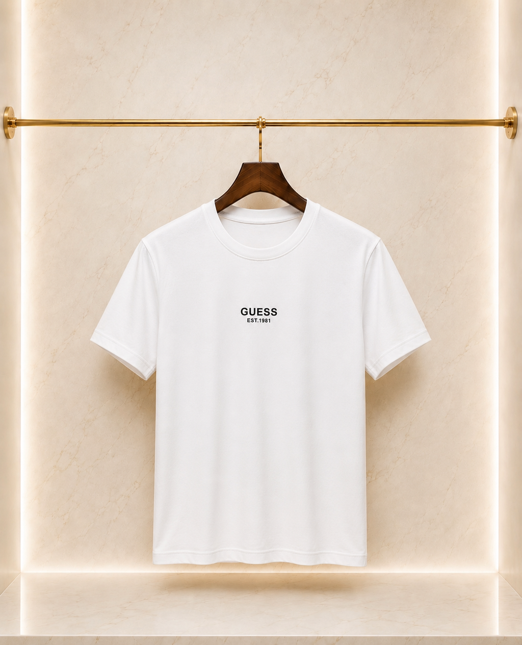 Guess – Tricou bărbătesc alb cu logo imprimat