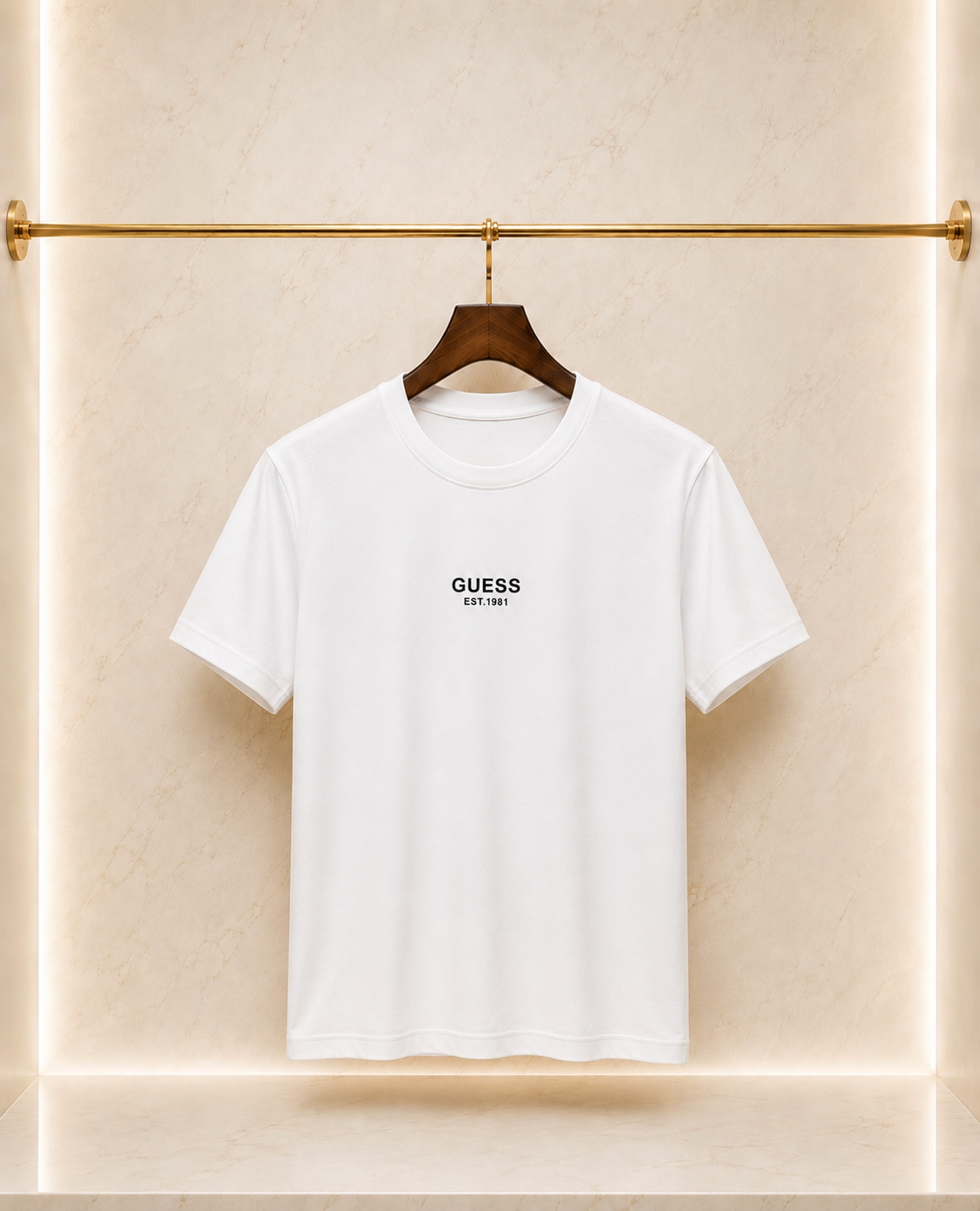 Guess – Tricou bărbătesc alb cu logo imprimat
