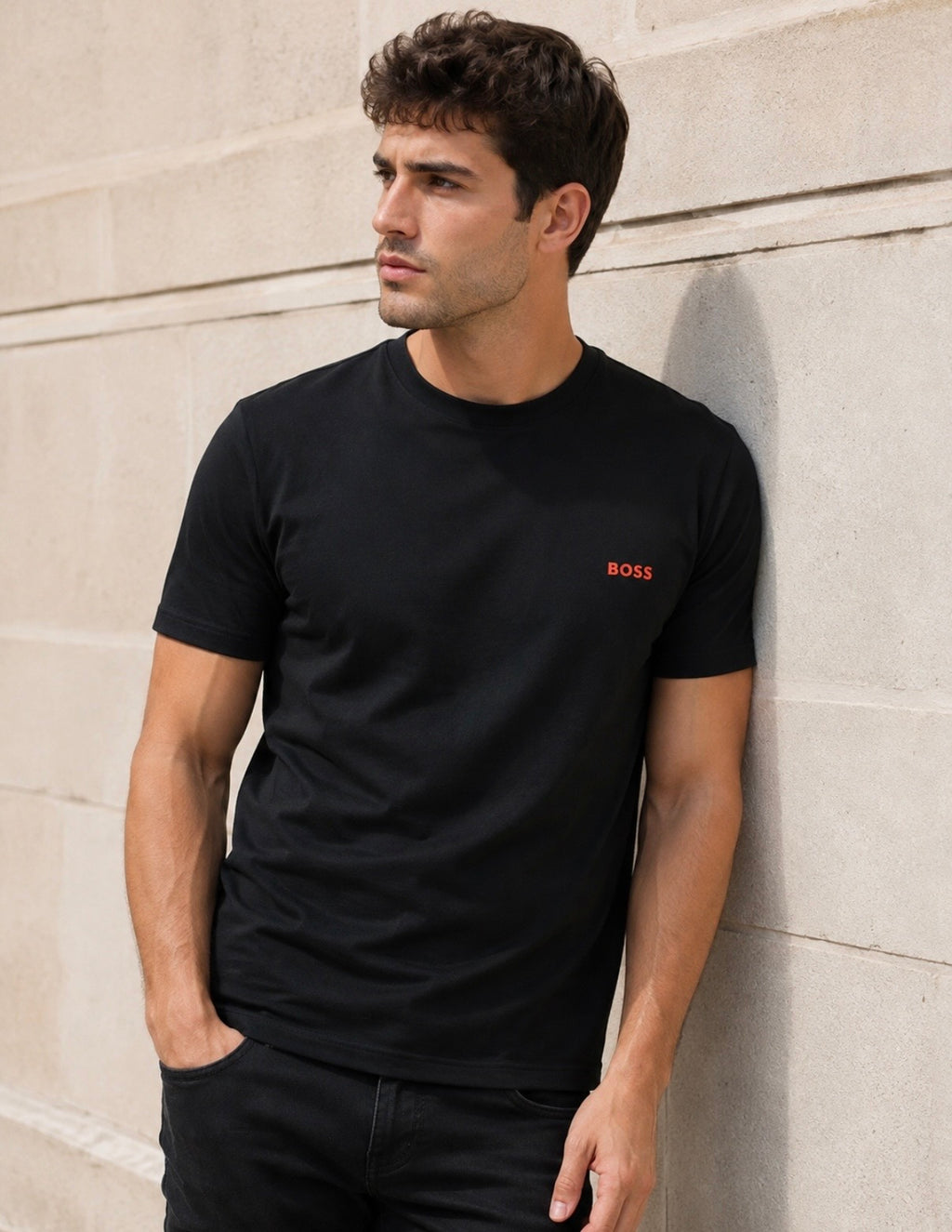 BOSS Tricou Bărbați Negru – 100% Bumbac