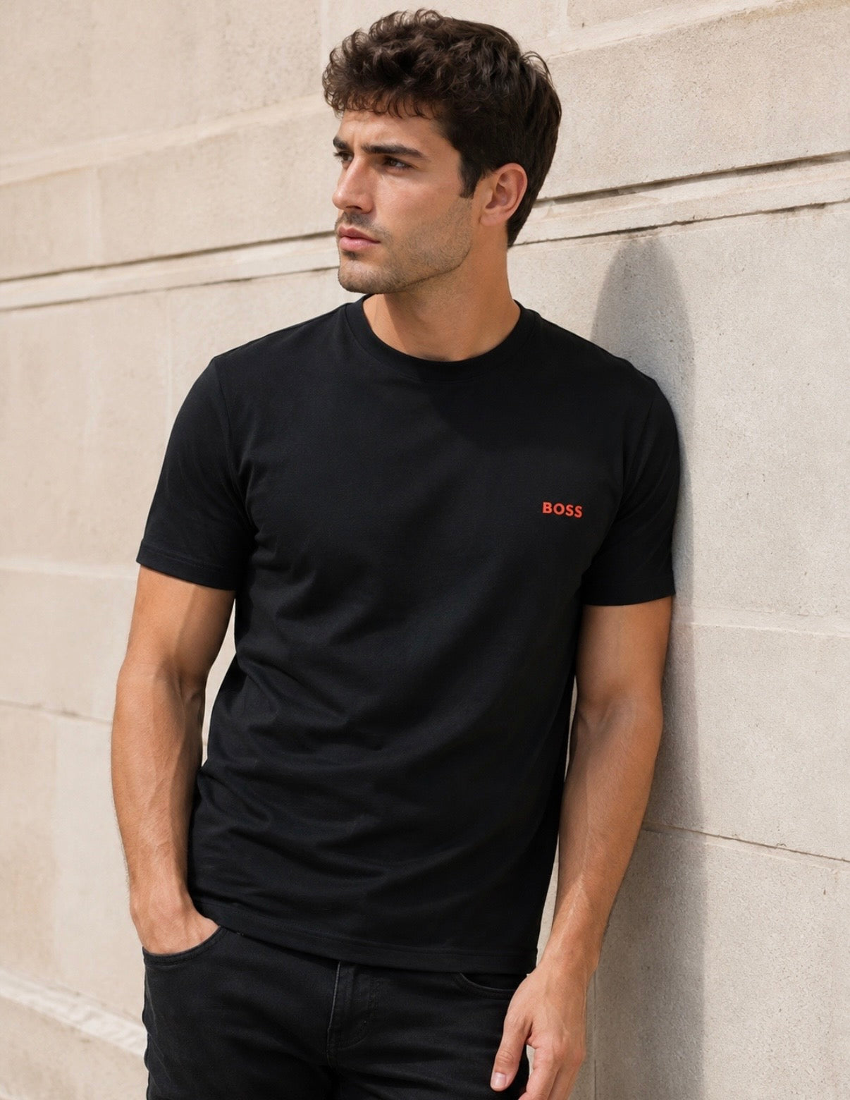 BOSS Tricou Bărbați Negru – 100% Bumbac