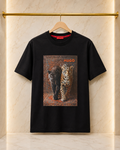 HUGO – Tricou Bărbați Negru cu Imprimeu Leopard