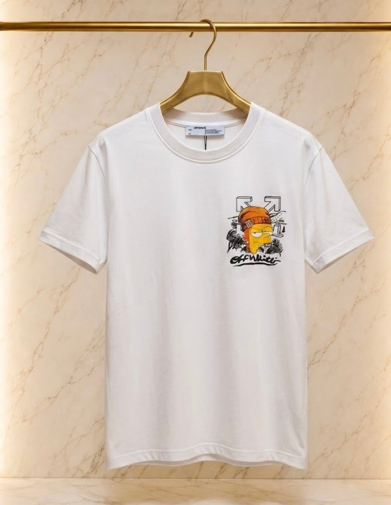 Off-White Tricou Alb din Bumbac 100% Premium – Imprimeu Față-Spate