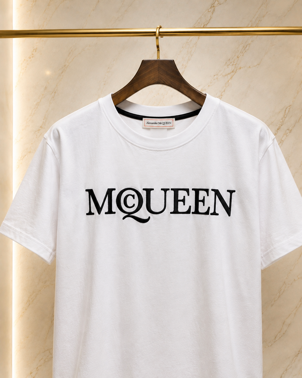 Alexander McQueen Tricou Bărbați Alb 100% Bumbac Premium