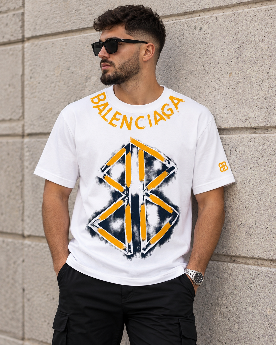 Balenciaga Tricou Bărbați Alb 100% Bumbac Premium