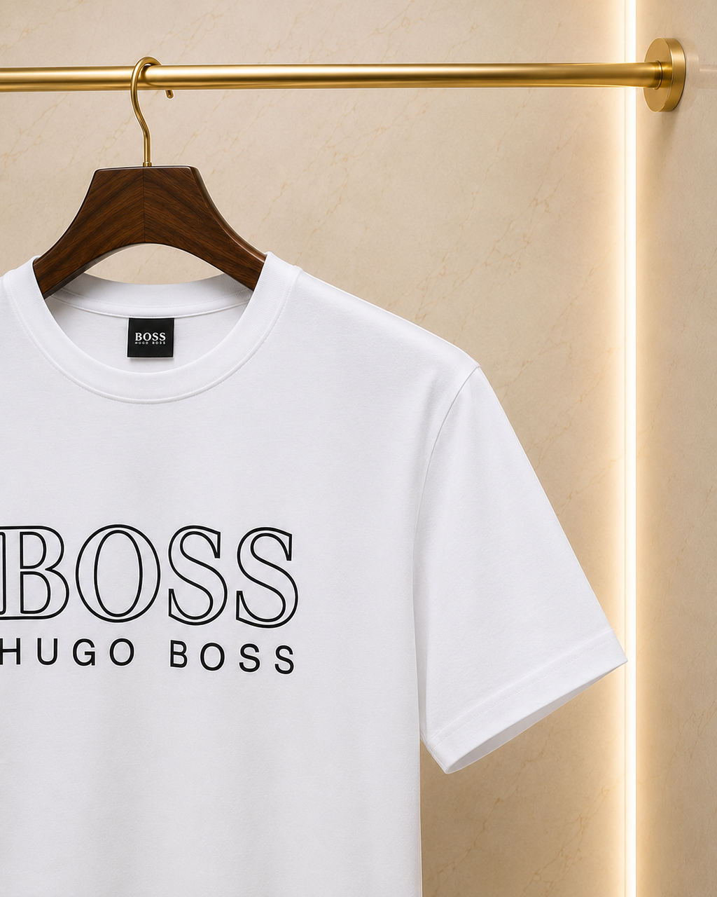 Hugo Boss – Tricou bărbătesc alb cu logo brodat