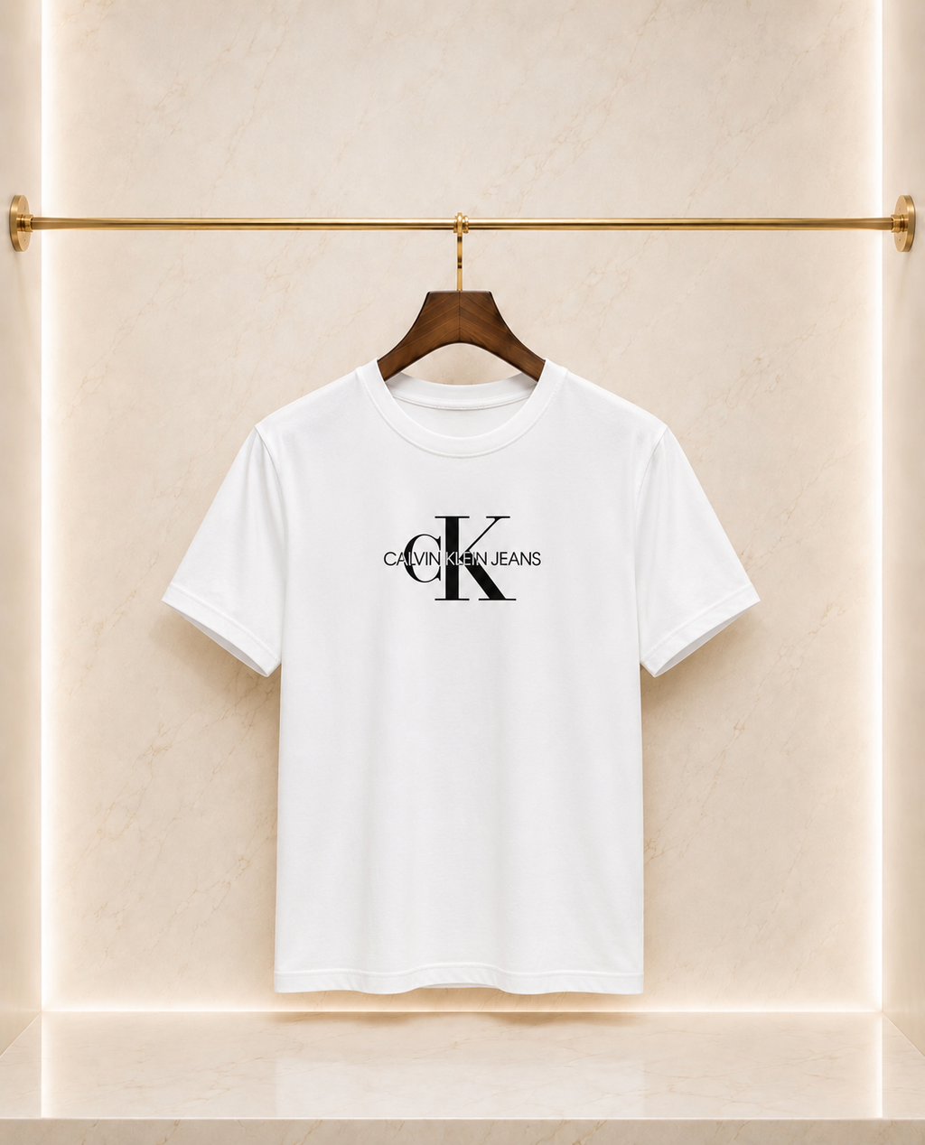 Calvin Klein – Tricou bărbătesc alb CK Logo, bumbac