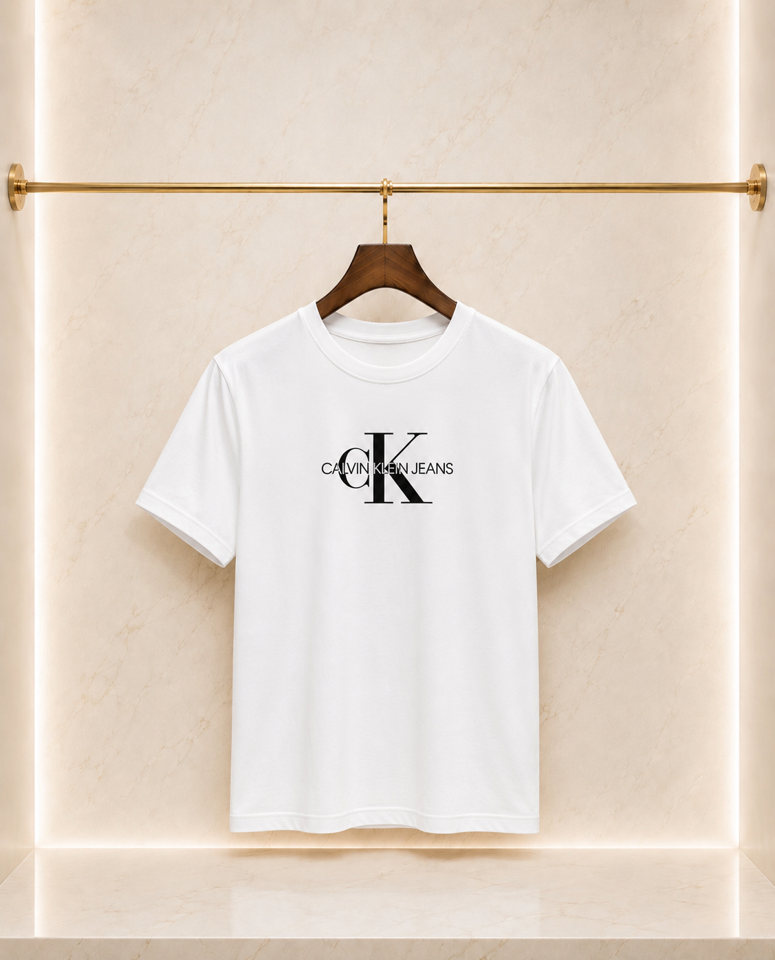Calvin Klein – Tricou bărbătesc alb CK Logo, bumbac