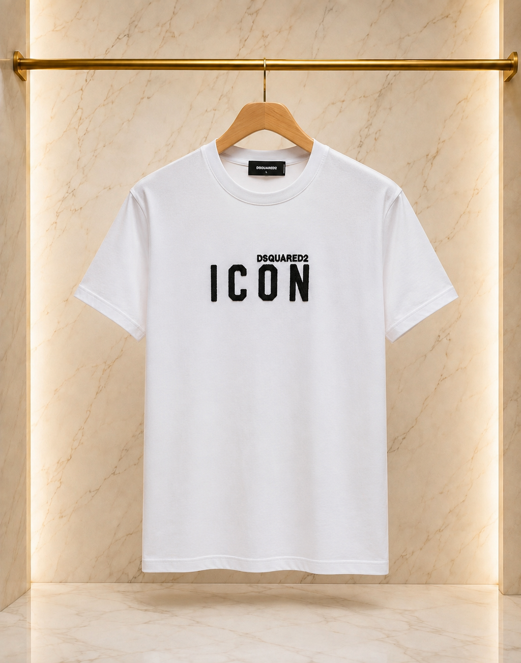 DSQUARED2 Tricou Bărbați Alb ICON Brodat – Bumbac Premium