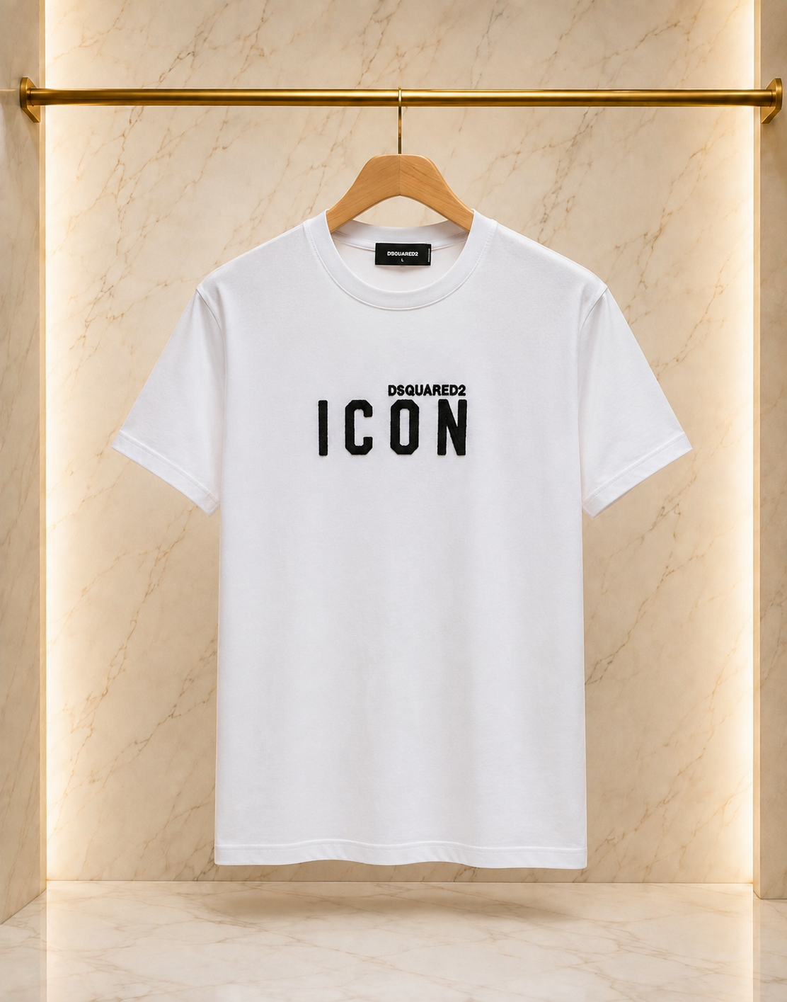 DSQUARED2 Tricou Bărbați Alb ICON Brodat – Bumbac Premium