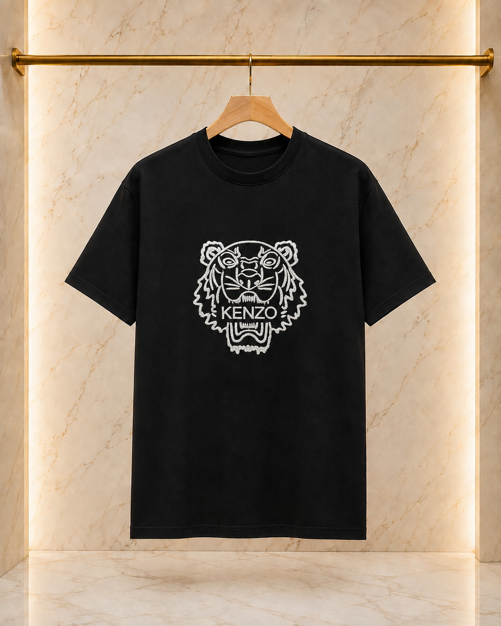 Kenzo Tricou Negru Bărbați cu Logo Brodat