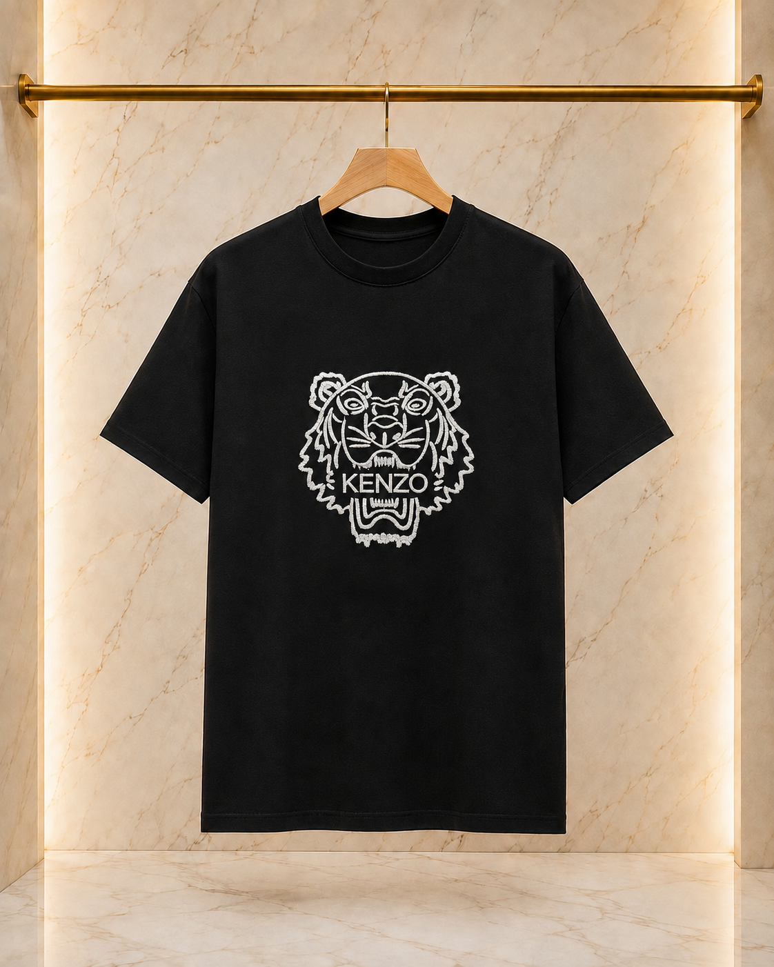 Kenzo Tricou Negru Bărbați cu Logo Brodat