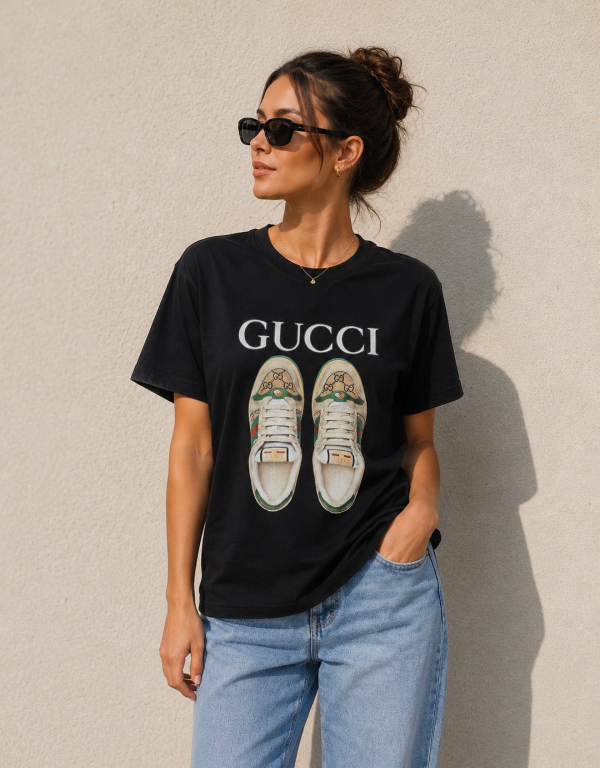 Women’s Gucci Sneakers Print T-Shirt – Black