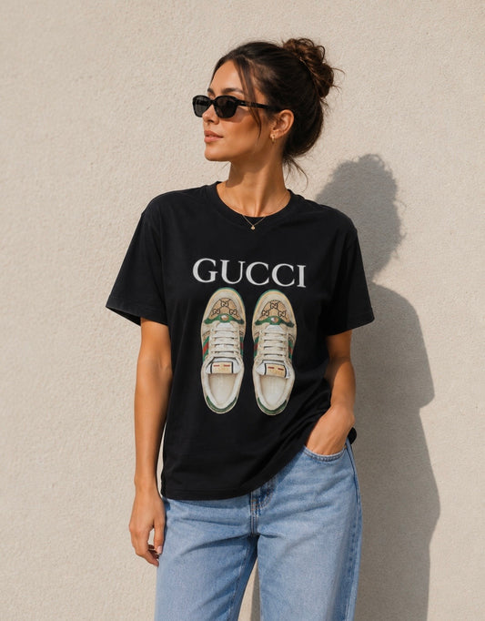 Women’s Gucci Sneakers Print T-Shirt – Black