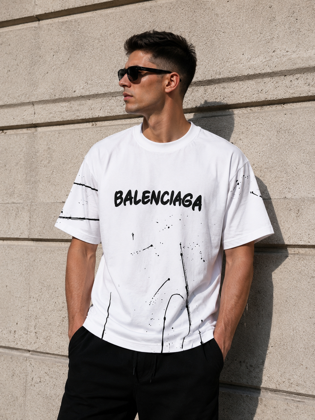 Balenciaga Tricou Bărbați Alb 100% Bumbac Premium