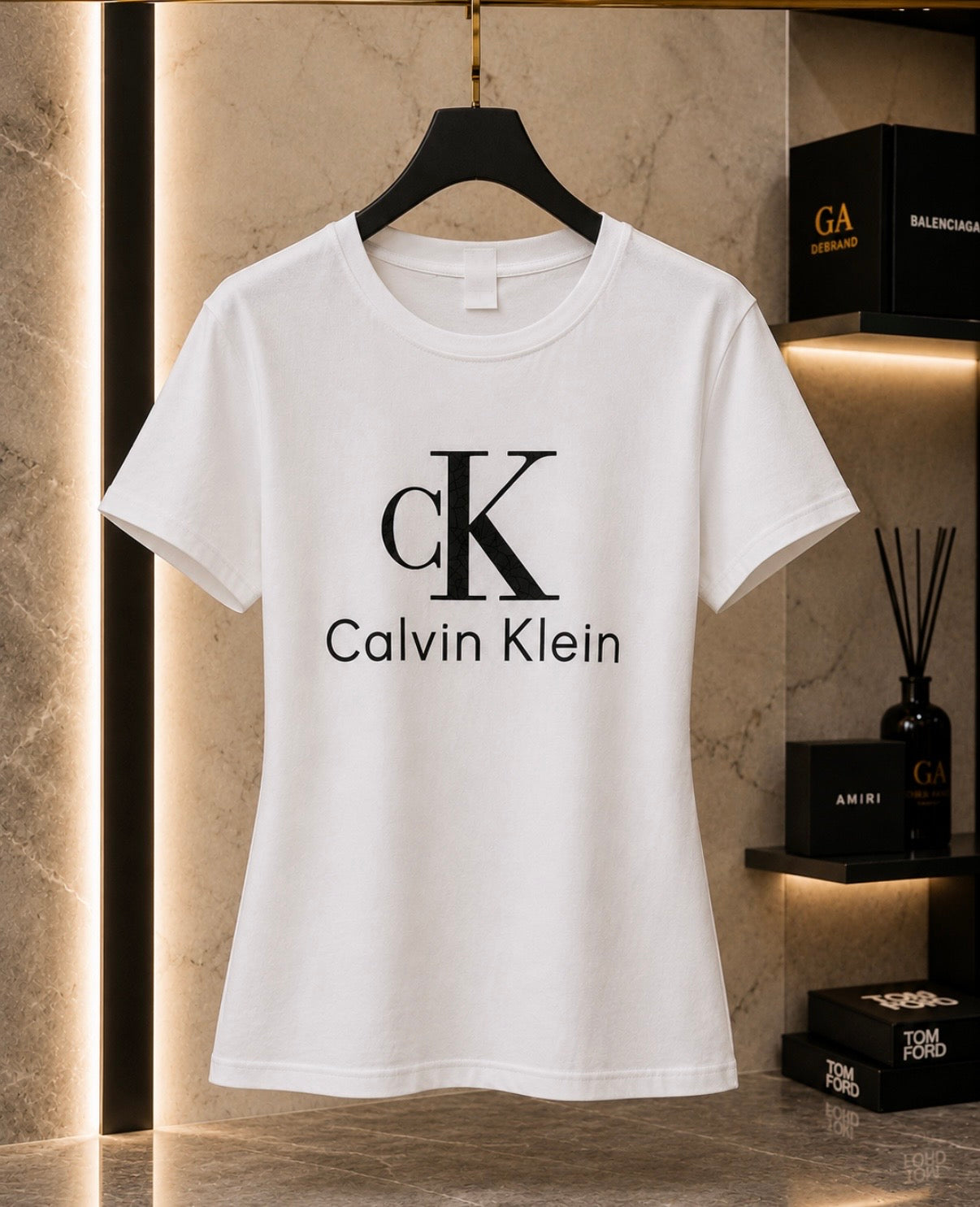 Women’s Calvin Klein White T-Shirt – Black Logo