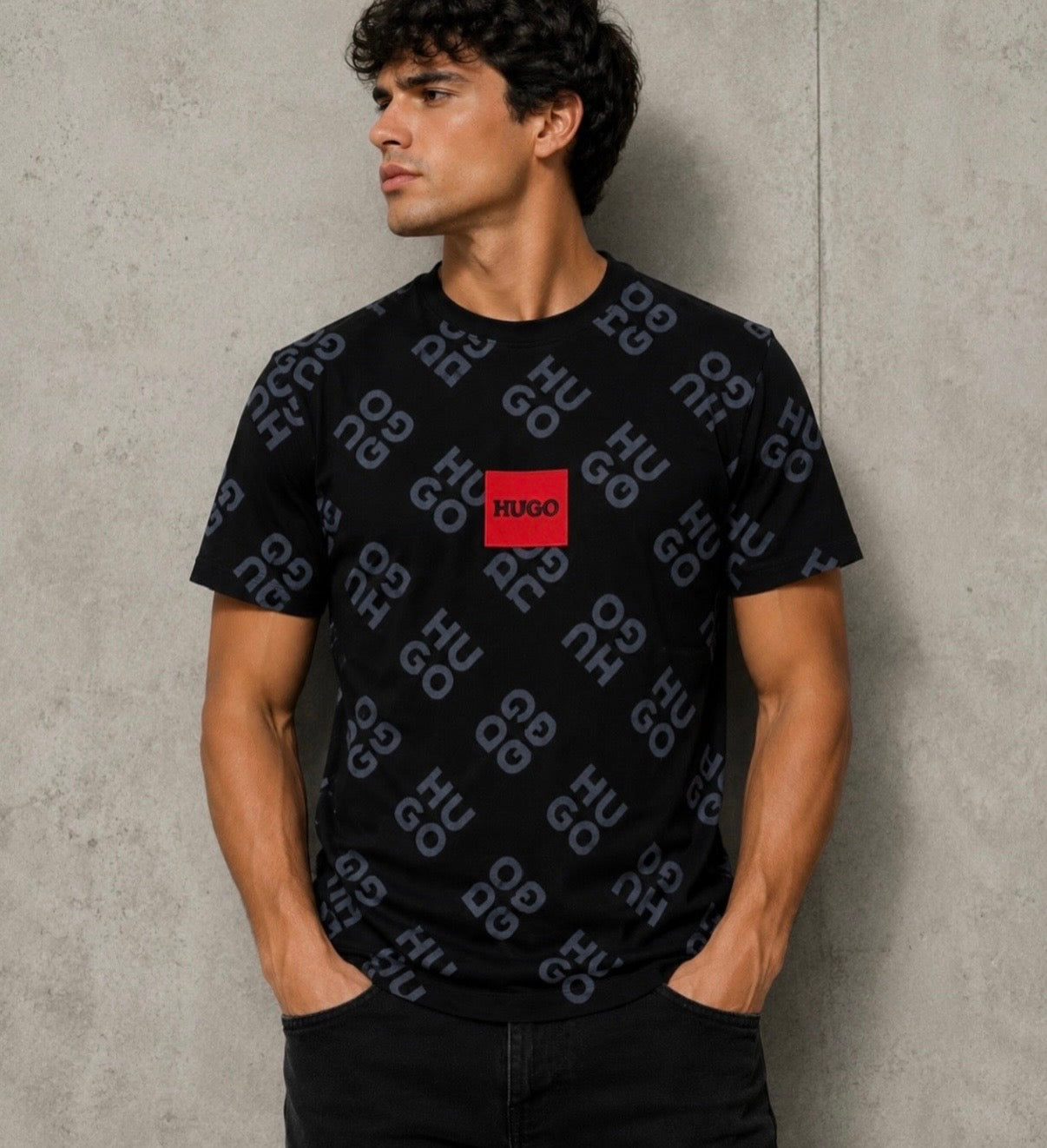 HUGO Tricou bărbătesc negru