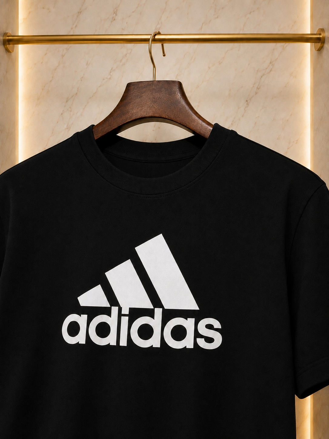 Adidas Tricou Bărbați Negru – Logo aplicat bumbac gros