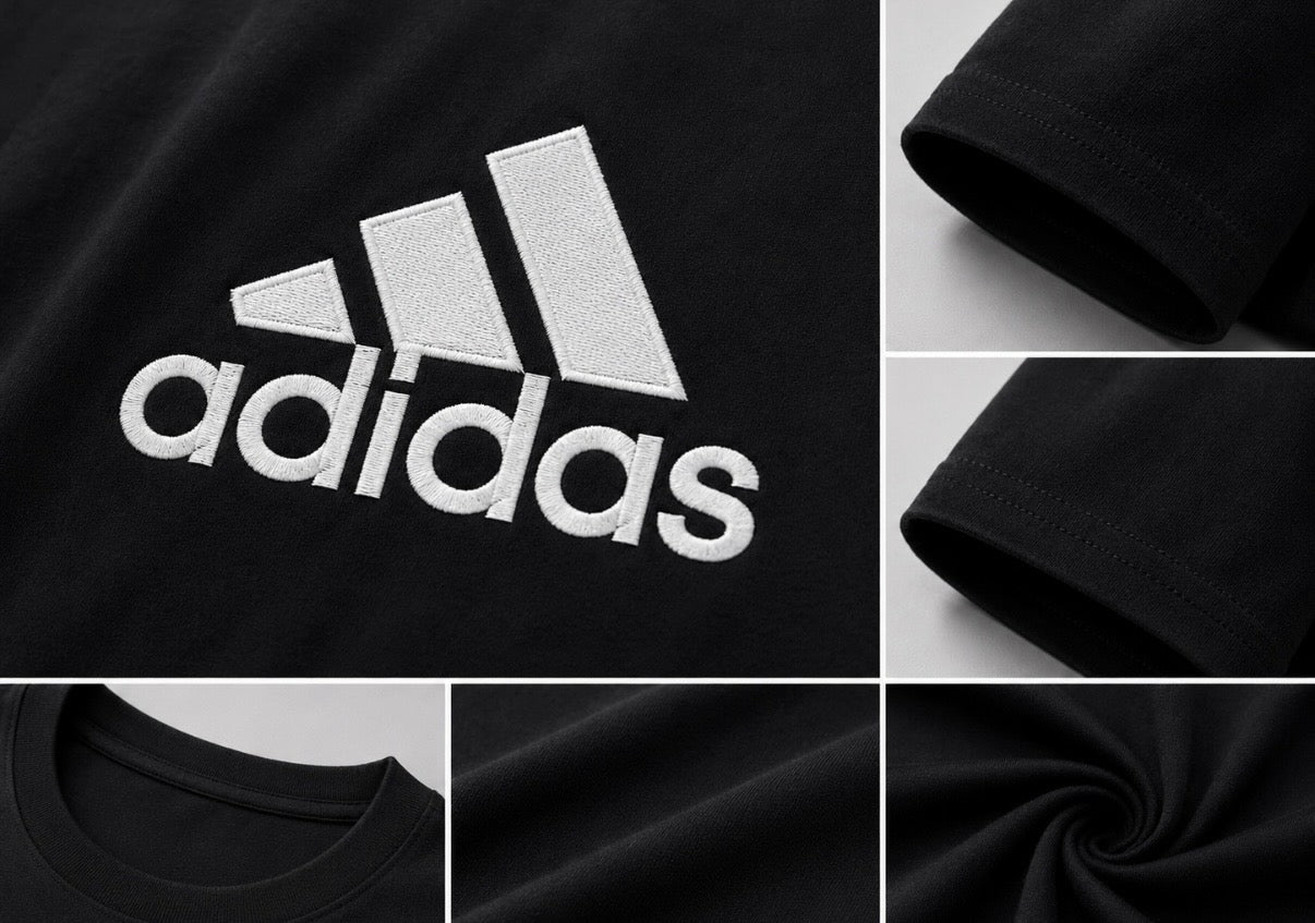 Adidas – Tricou bărbătesc negru cu logo brodat