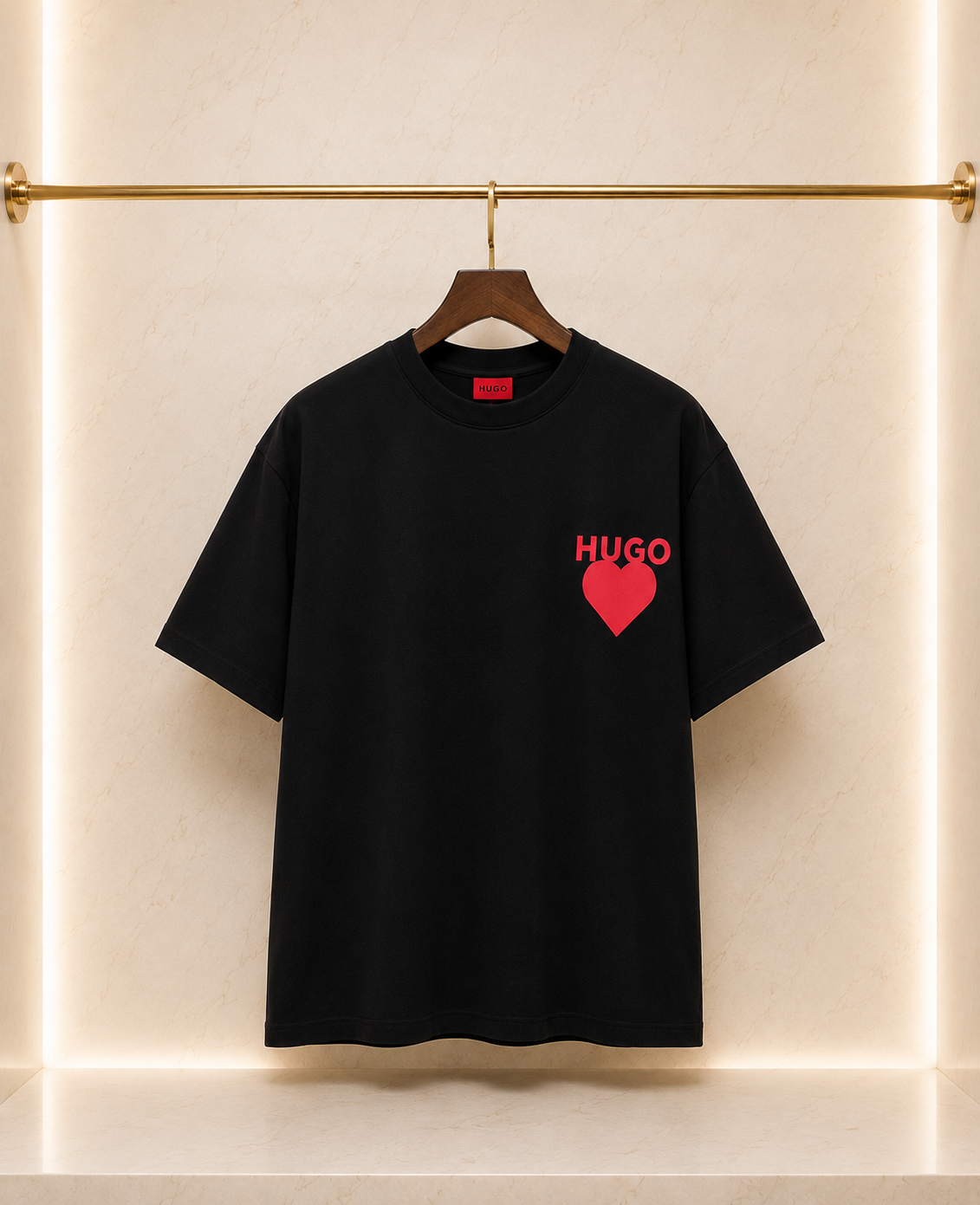HUGO Tricou Bărbați Negru 100% Bumbac Premium