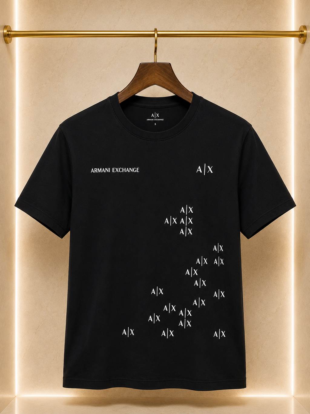 Armani Exchange – Tricou bărbătesc negru din bumbac premium