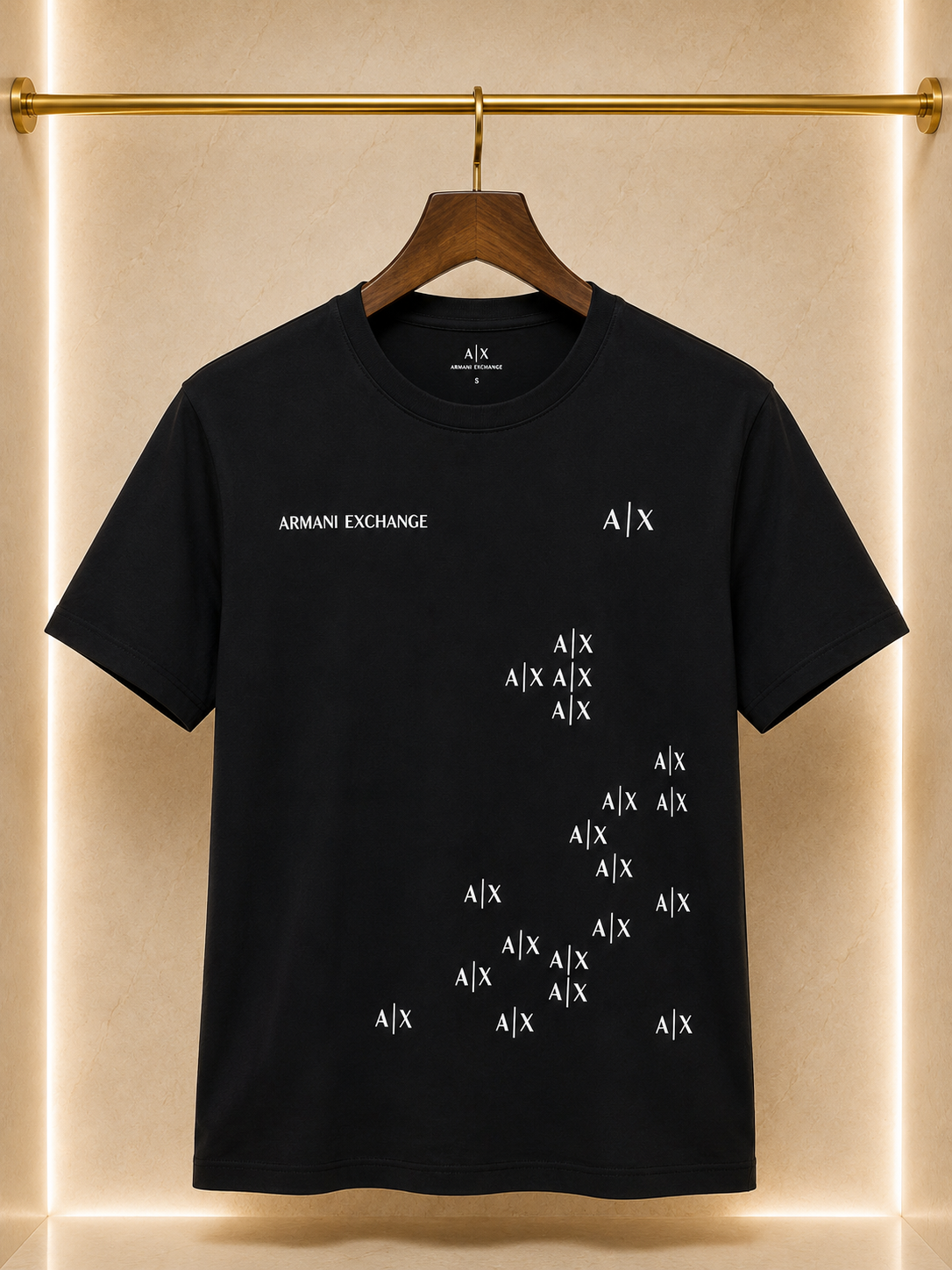 Armani Exchange – Tricou bărbătesc negru din bumbac premium