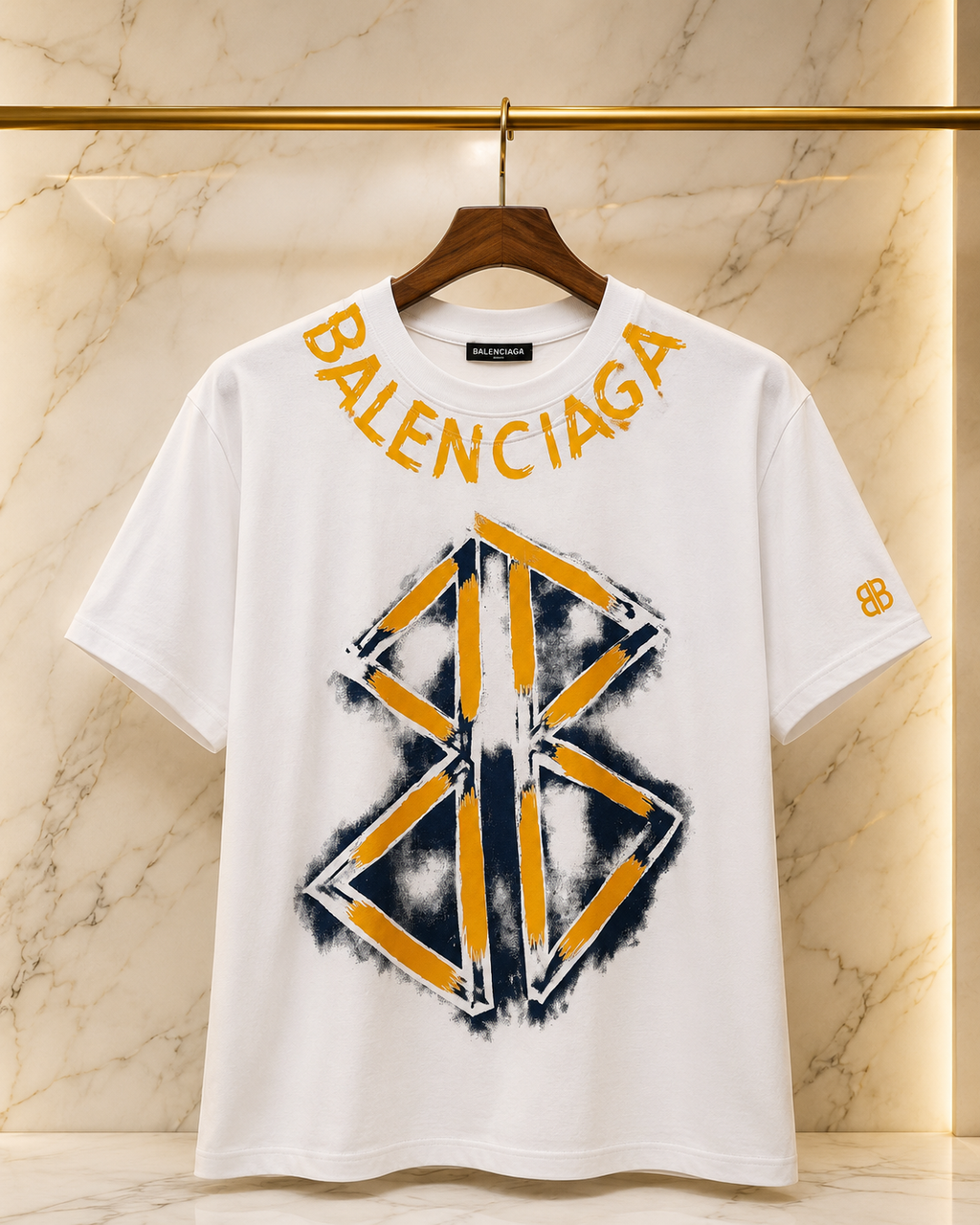 Balenciaga Tricou Bărbați Alb 100% Bumbac Premium