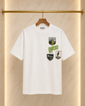 06-Dior Tricou Bărbați Alb – Bumbac Premium, Logo Brodat și Patch-uri Aplicate