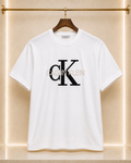 Calvin Klein – Tricou bărbătesc alb CK logo brodat, bumbac