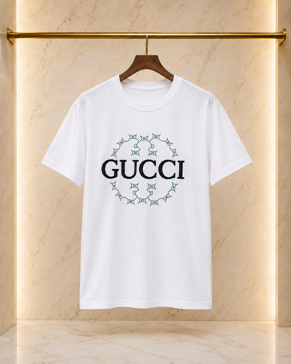Gucci – Tricou alb cu logo brodat