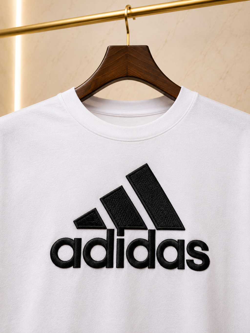 Adidas – Tricou bărbătesc alb cu logo brodat