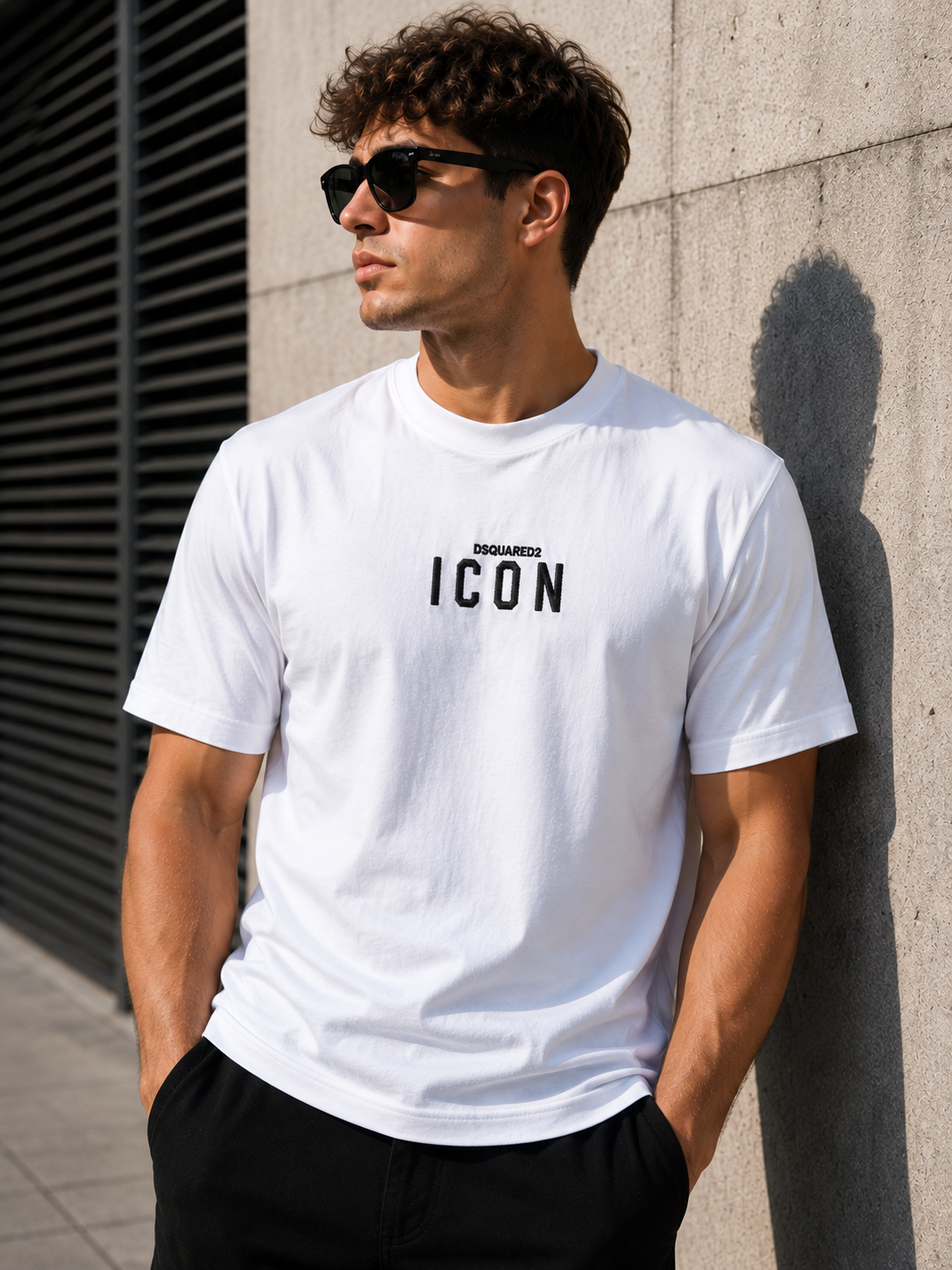 DSQUARED2 Tricou Bărbați Alb ICON Brodat – Bumbac Premium